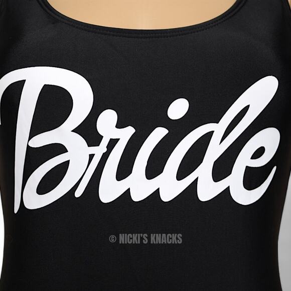 California Waves Black Bride One Piece Swimsuit Scoop Back Graphic Suit Size XS - Picture 4 of 11